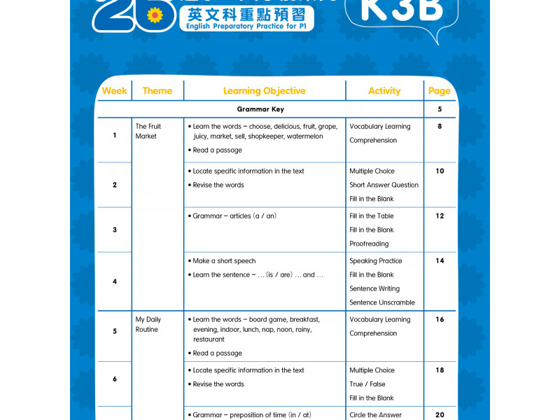 小一入學前系列-英文科重點預習 K3B