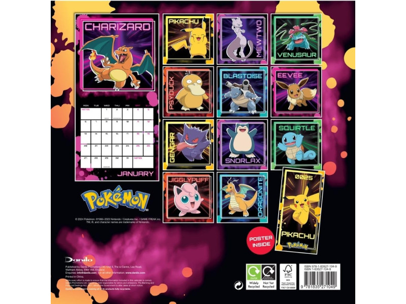 Official Pokemon Square Calendar 2025 (英國直送)